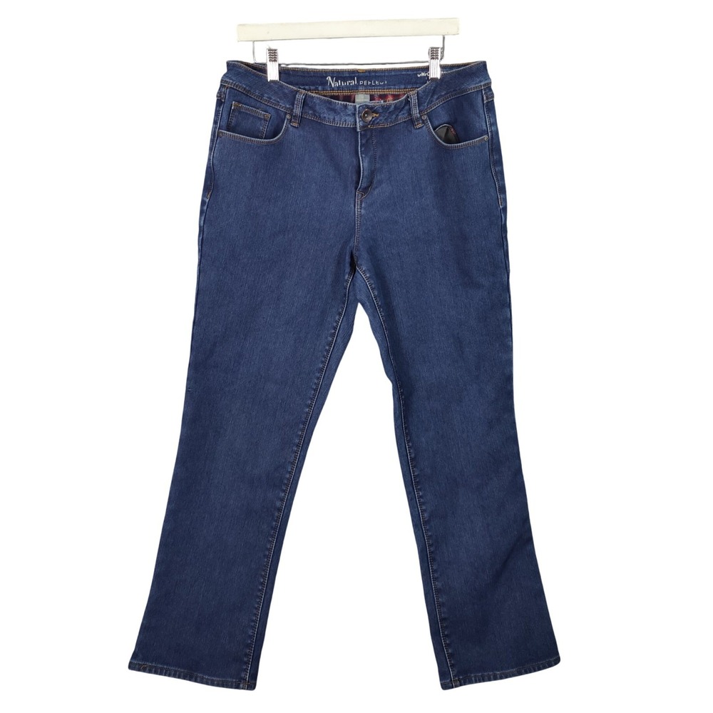 Natural Reflections Womens Gorpcore Cabin Flannel Lined Jeans 14 Blue Straight